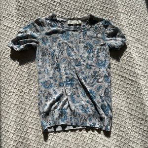 LOFT XXS Petite Blue Paisley T-Shirt